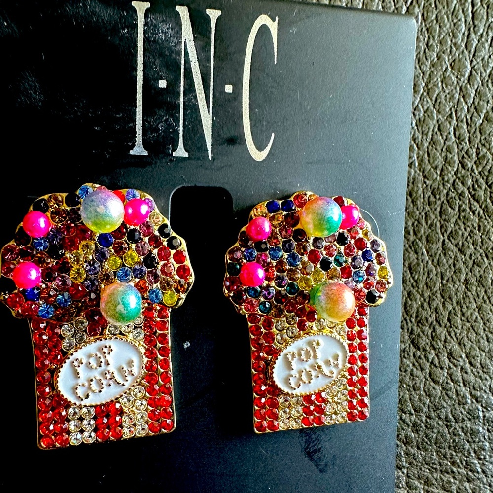 Gold plated popcorn 🍿 bucket earrings INC